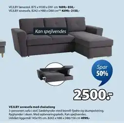 JYSK VEJLBY sovesofa med chaiselong, DKK 2500 tilbud