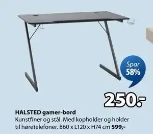 JYSK HALSTED gamer-bord, DKK 250 tilbud