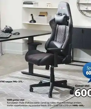 JYSK NIBE gamer-stol, DKK 600 tilbud