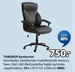 JYSK TAMDRUP kontorstol, DKK 750 tilbud