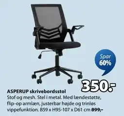JYSK ASPERUP skrivebordsstol, DKK 350 tilbud