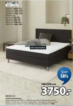 JYSK TYSSA kontinentalseng, DKK 3750 tilbud