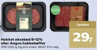 SuperBrugsen Hakket Oksekød 8-12% Eller Angus Hakkebøffer 300-500g tilbud