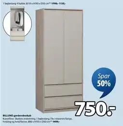 JYSK BILLUND garderobeskab tilbud