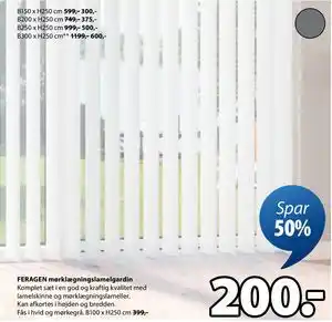 JYSK FERAGEN mørklægningslamelgardin tilbud