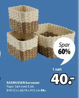 JYSK RASMUSSEN kurvesæt, DKK 40 tilbud