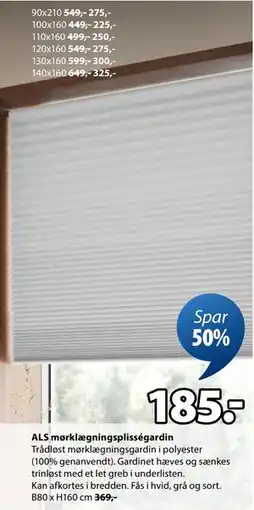 JYSK ALS mørklægningsplisségardin tilbud