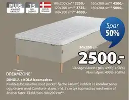 JYSK DINGLA + KOLA boxmadras, DKK 2500 tilbud