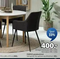 JYSK PURHUS spisebordsstol, DKK 400 tilbud