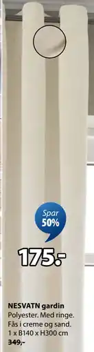 JYSK NESVATN gardin, DKK 175 tilbud