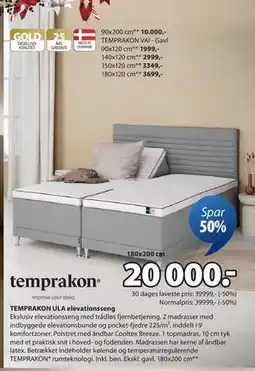 JYSK TEMPRAKON ULA elevationsseng, DKK 20000 tilbud