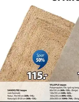 JYSK SANDELTRE tæppe tilbud