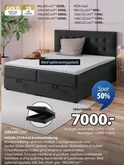 JYSK HOLDA STORAGE kontinentalseng, DKK 7000 tilbud