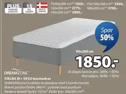 JYSK FJELNA M + EKSO boxmadras, DKK 1850 tilbud