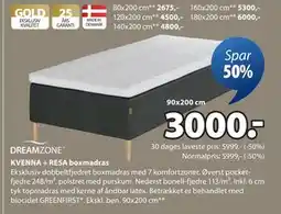 JYSK KVENNA + RESA boxmadras, DKK 3000 tilbud
