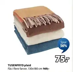 JYSK TUSENFRYD plaid, DKK 75 tilbud