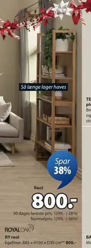 JYSK RY reol, DKK 800 tilbud