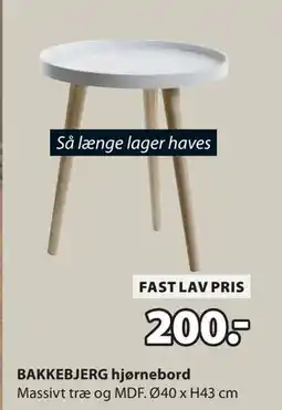 JYSK BAKKEBJERG hjørnebord, DKK 200 tilbud