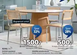 JYSK KLIPLEV spisebord, DKK 1500 tilbud