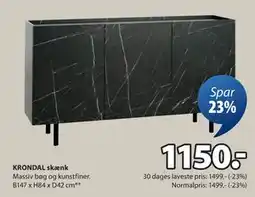 JYSK KRONDAL skænk, DKK 1150 tilbud