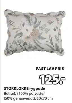 JYSK STORKLOKKE rygpude, DKK 125 tilbud
