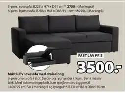 JYSK MARSLEV sovesofa med chaiselong, DKK 3500 tilbud