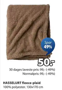 JYSK HASSELURT fleece-plaid, DKK 50 tilbud