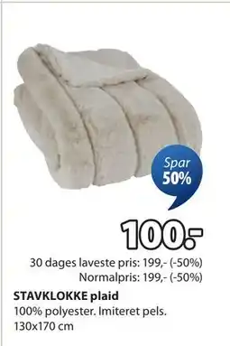 JYSK STAVKLOKKE plaid, DKK 100 tilbud