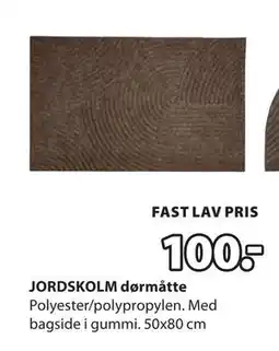 JYSK JORDSKOLM dørmåtte, DKK 100 tilbud