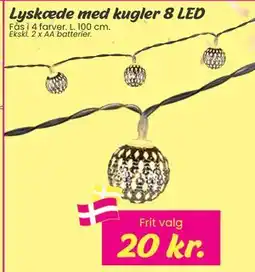 Hi five Lyskæde med kugler 8 LED, DKK 20 tilbud