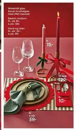 Bilka Waterfall glas Smukt krystalglas med riflet mønster tilbud