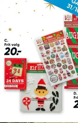 Bilka Bog med nissedrillerier eller Elf stickers, DKK 20 tilbud