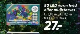 Bilka 80 LED varm hvid eller mulitfarvet, DKK 27 tilbud
