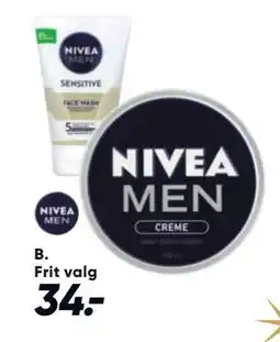 Bilka Nivea Men sensitive face wash eller face-body-hands creme, DKK 34 tilbud