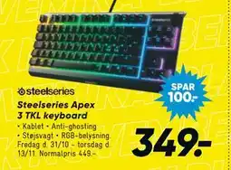 Bilka Steelseries Apex 3 TKL keyboard, DKK 349 tilbud