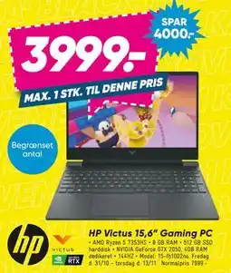 Bilka HP Victus 15,6” Gaming PC, DKK 3999 tilbud