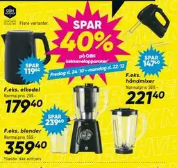 Bilka SPAR 40% på OBH køkkenelapparater tilbud