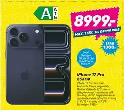 Bilka iPhone 17 Pro 256GB, DKK 8999 tilbud