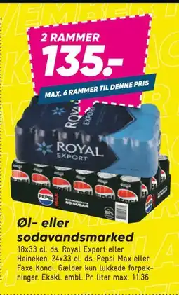 Bilka Øl- eller sodavandsmarked, DKK 135 tilbud