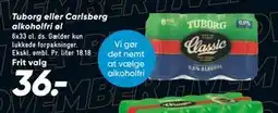 Bilka Tuborg eller Carlsberg alkoholfri øl, DKK 36 tilbud