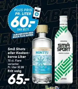 Bilka Små Shots eller Kosken korva Likør, DKK 65, App-pris tilbud