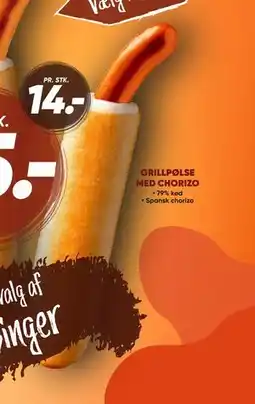 Bilka GRILLPØLSE MED CHORIZO, DKK 25 tilbud