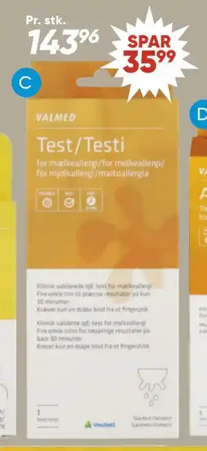 Bilka Valmed mælkeallergitest, DKK 143.96 tilbud
