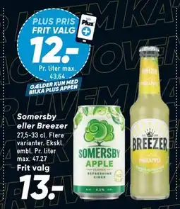 Bilka Somersby eller Breezer, DKK 13, App-pris tilbud