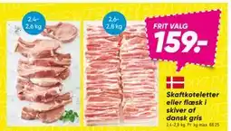 Bilka Skaft koteletter eller flæsk i skiver af dansk gris, DKK 159 tilbud