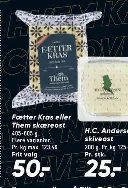 Bilka Fætter Kras eller Them skæreost, DKK 50 tilbud