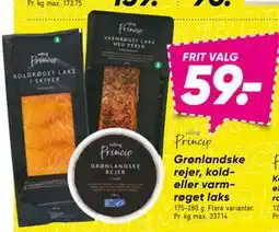 Bilka Grønlandske rejer, kold- eller varmrøget laks, DKK 59 tilbud