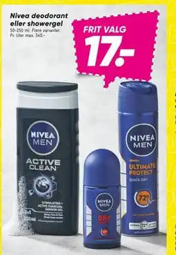 Bilka Nivea deodorant eller showergel, DKK 17 tilbud