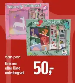 Føtex Unicorn eller Dino notesbogsæt, DKK 50 tilbud