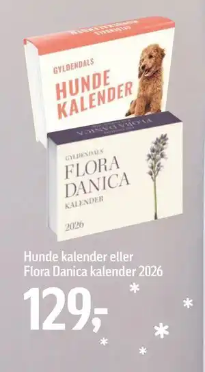Føtex Hunde kalender eller Flora Danica kalender 2026, DKK 129 tilbud